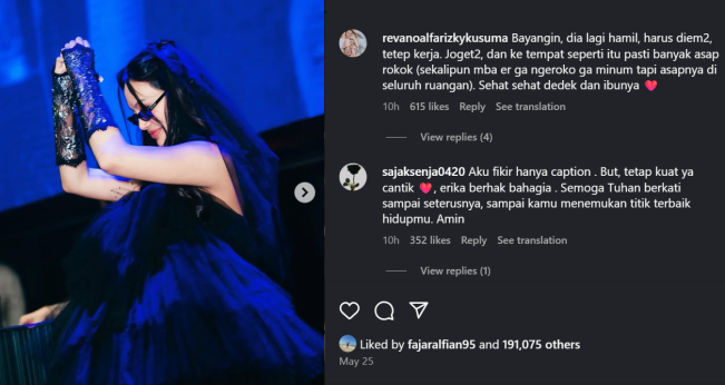 Dukungan moril untuk Erika Carlina. [Instagram @eri.carl]